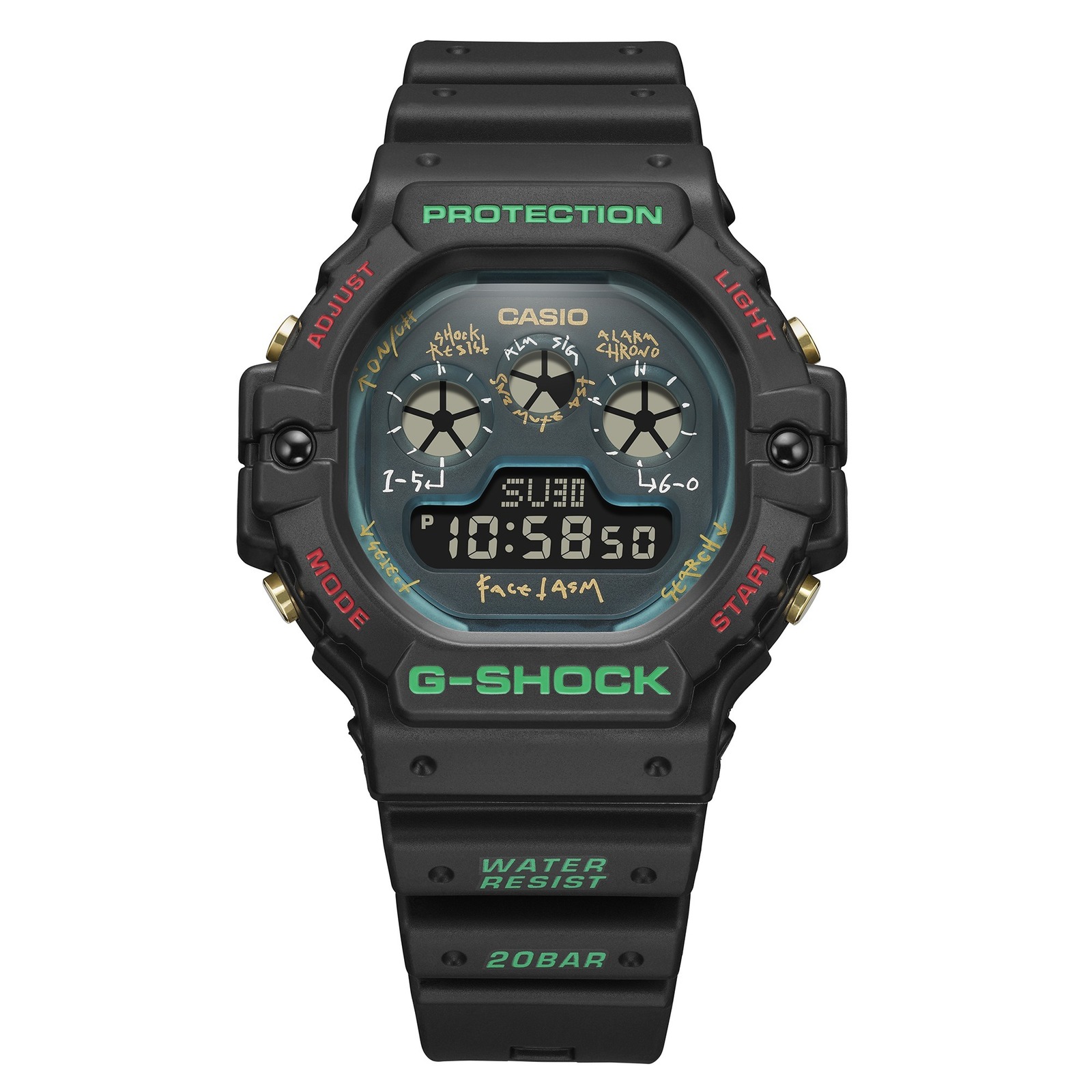 G-SHOCK×ファセッタズムのコラボ腕時計、“手書きフォント”入りのブルースケルトン文字板｜写真1