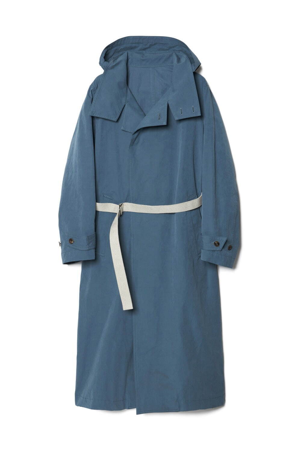 HOODED LONG COAT WITH LINEN MIX BELT 154,000円