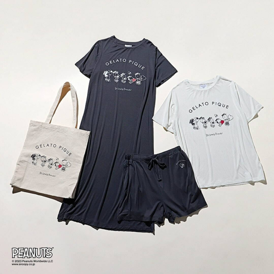 【PEANUTS】ワンポイントTワンピース 6,930円
【PEANUTS】ワンポイントTシャツ＆ショートパンツSET 8,800円
【PEANUTS】SNOOPYホビートート 2,750円