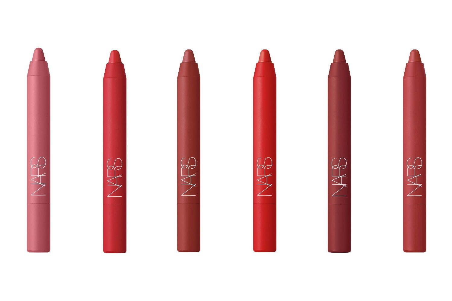 左から)NARS パワーマット ハイインテンシティ リップペンシル 112,132,182,183,185,186 各4,180円＜新製品＞