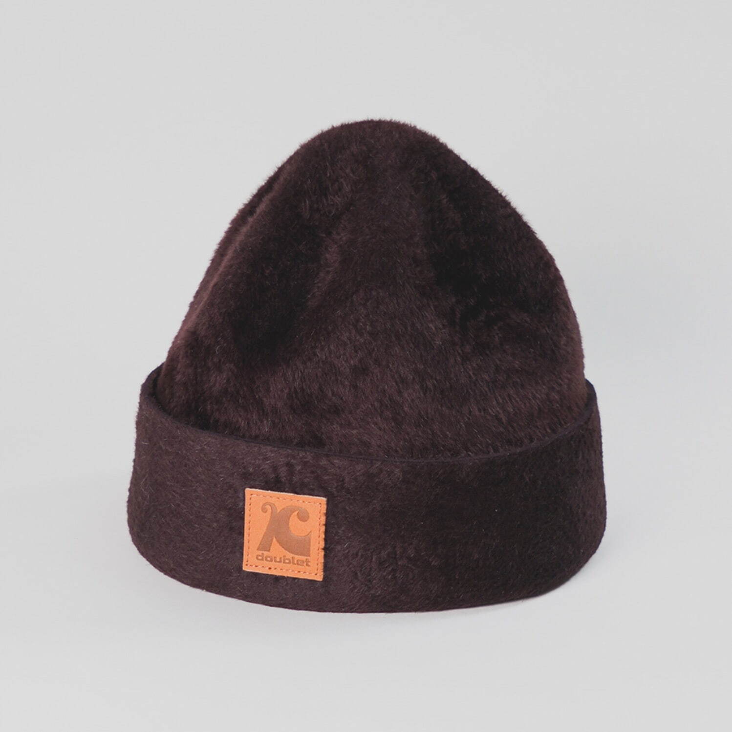 Leather patch felt beanie 44,000円