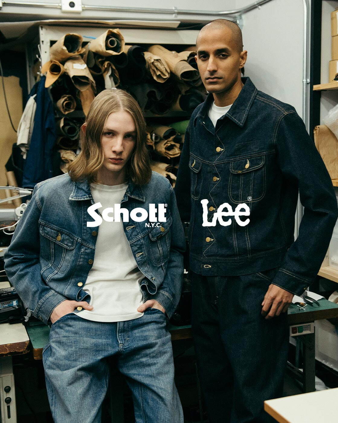 Lee×ショットのデニムジャケット＆ジーンズ、黒のレザーパッチなど“モノトーン”パーツで｜写真7