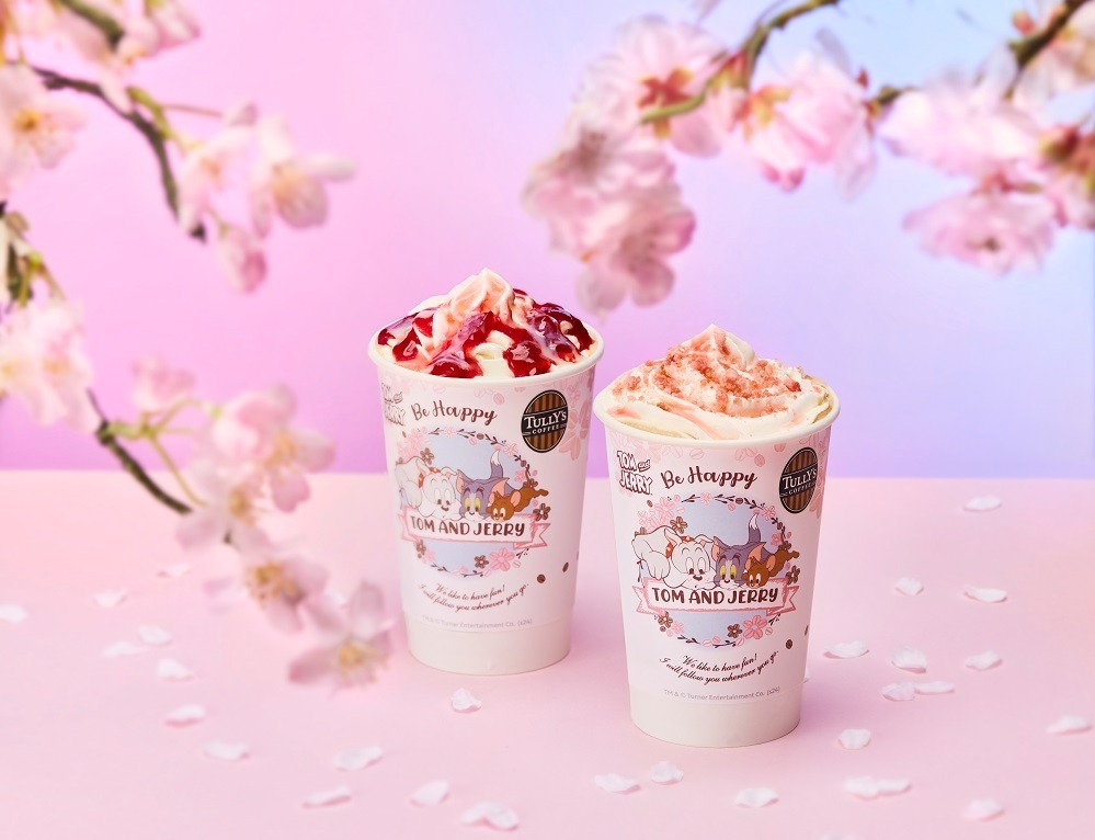 トムとジェリーコラボ「桜舞う 苺チーズケーキラテ」