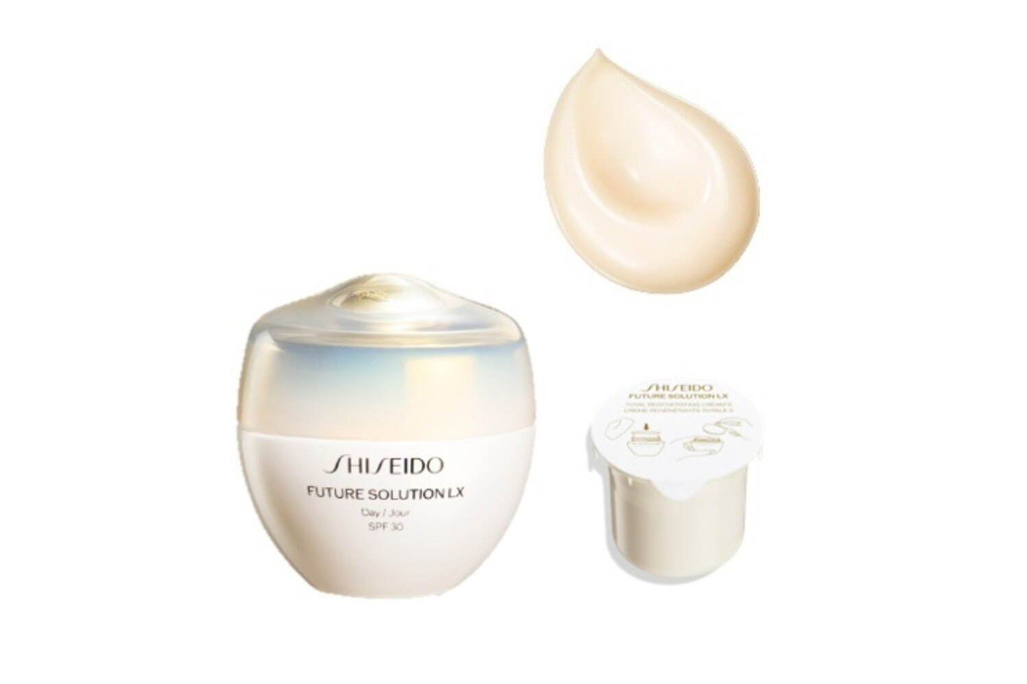 「SHISEIDO フューチャーソリューション LX トータル プロテクティブ クリーム」 本体 51g 31,900円、レフィル 51g 31,350円