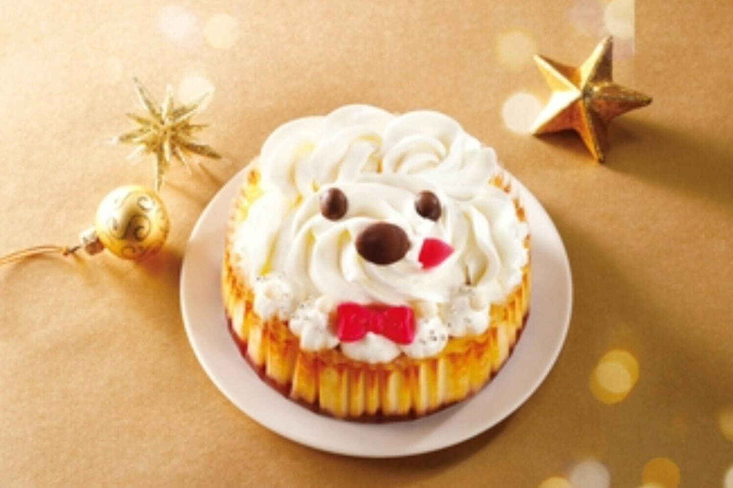 “真っ白＆ふわふわ犬”のクリスマスケーキ「いぬぬバスクチーズケーキ」全国ミニストップで、1人用も｜写真2