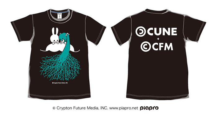 CUNE×初音ミク、ウサギとのシュールな世界を描くコラボ黒Tシャツ発売｜写真2