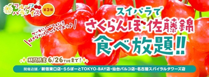 スイーツパラダイス「さくらんぼ 佐藤錦 食べ放題」チェリーの焼菓子、ハーゲンダッツで作るパフェも｜写真8