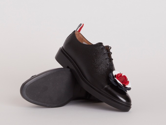 CAP WHOLECUT SHOE W/ RWB LEATHER ROSE & LEATHER SOLE IN PEBBLE LUCIDO + CALF LEATHER 113,000円＋税