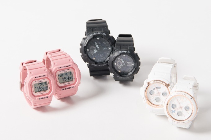 左から) G-SHOCK ラバーズ コレクション ピンク 25,000円＋税、ブラック 47,000円＋税、ホワイト 33,000円＋税