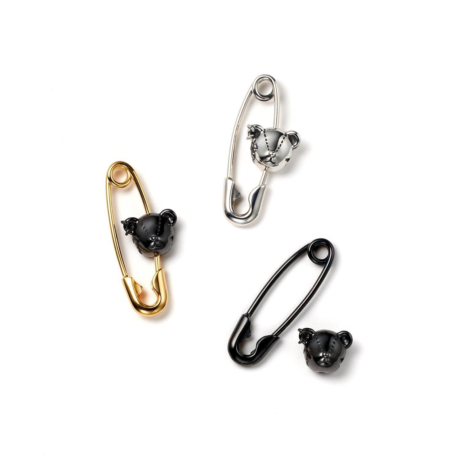 “SICK BOY/SAFETY PIN”Earring 各24,000円(1SIDE)
SILVER(GOLD FINISH)+SILVER(BLACK FINISH)/SILVER/SILVER(BLACK FINISH)