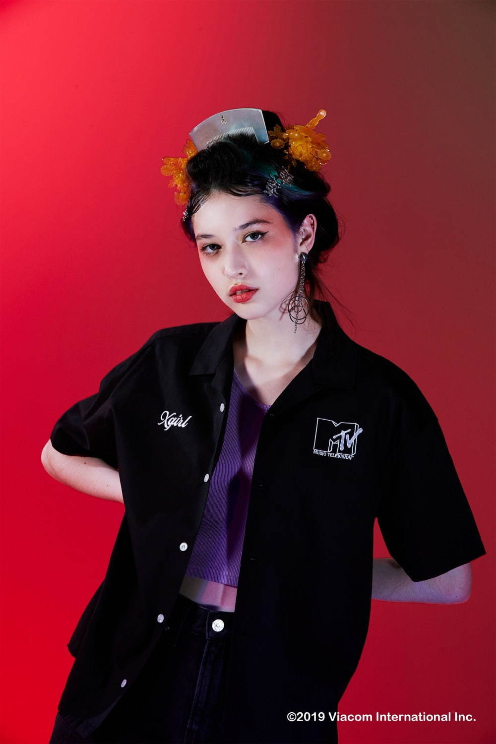 X-girl×MTV、“浮世絵”とMTVロゴをモチーフにしたTシャツやタンクトップなど｜写真5