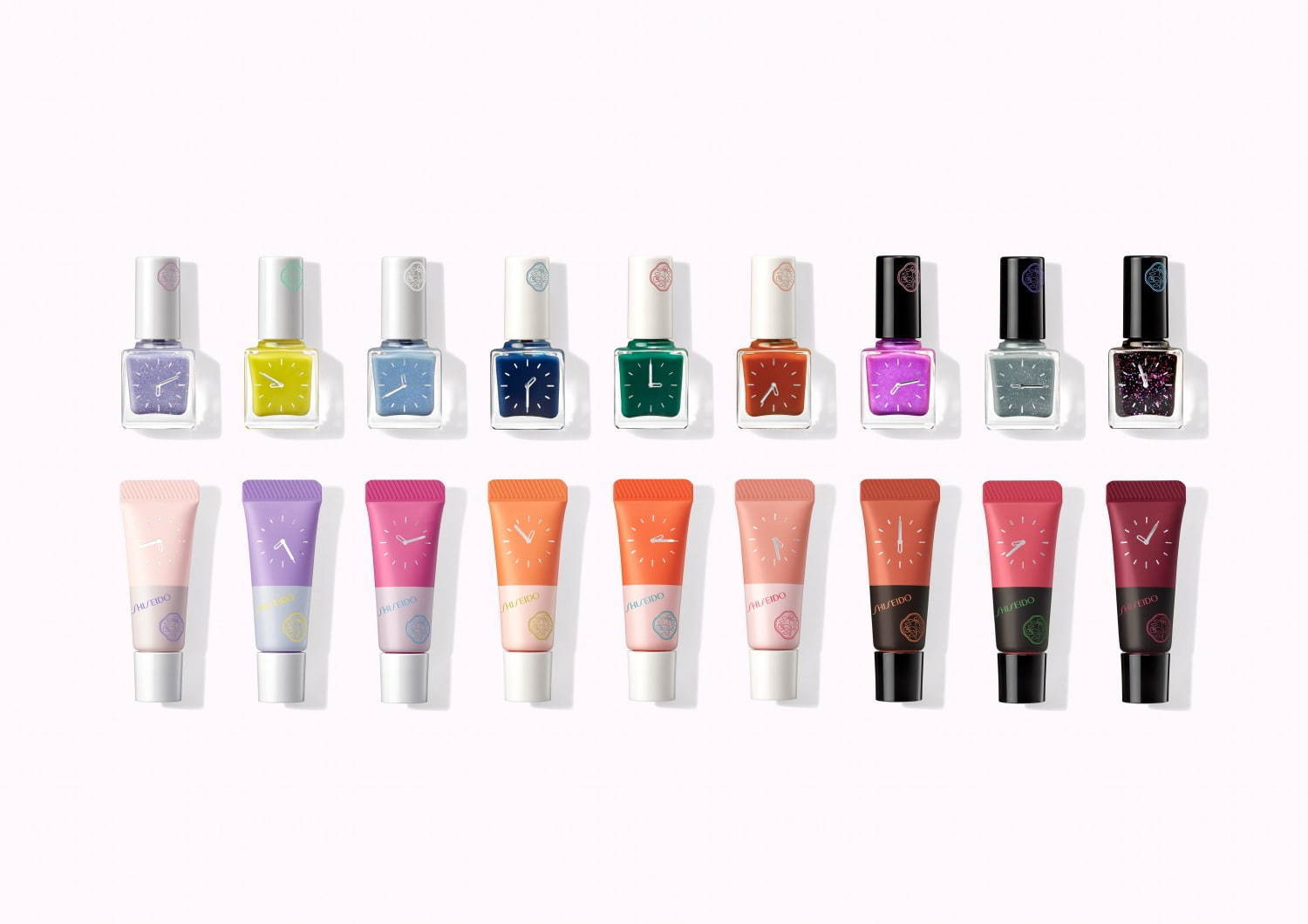 上・左から)SHISEIDO ネイルエナメル ピコ 01、02、03、04、05、06、07、08、09 各1,000円+税＜数量限定＞
下・左から)SHISEIDO ムースパウダーリップ ピコ  01、02、03、04、05、06、07、08、09 各1,800円+税＜数量限定＞