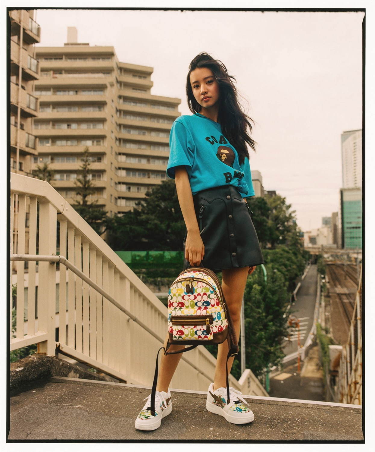 BAPE x Coach T-shirt "東京" 限定カラー 13,000円＋税
BAPE x Coach Academy Backpack 85,000円＋税
BAPE x Coach Printed BAPESTA 36,000円＋税