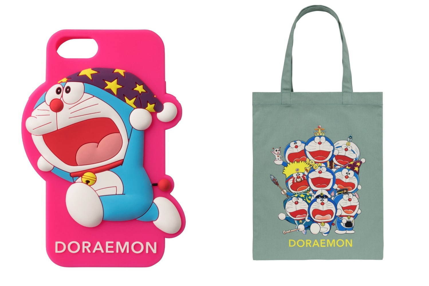 左から)モバイルケース DORAEMON 1,490円＋税、キャンバストート B DORAEMON 790円＋税