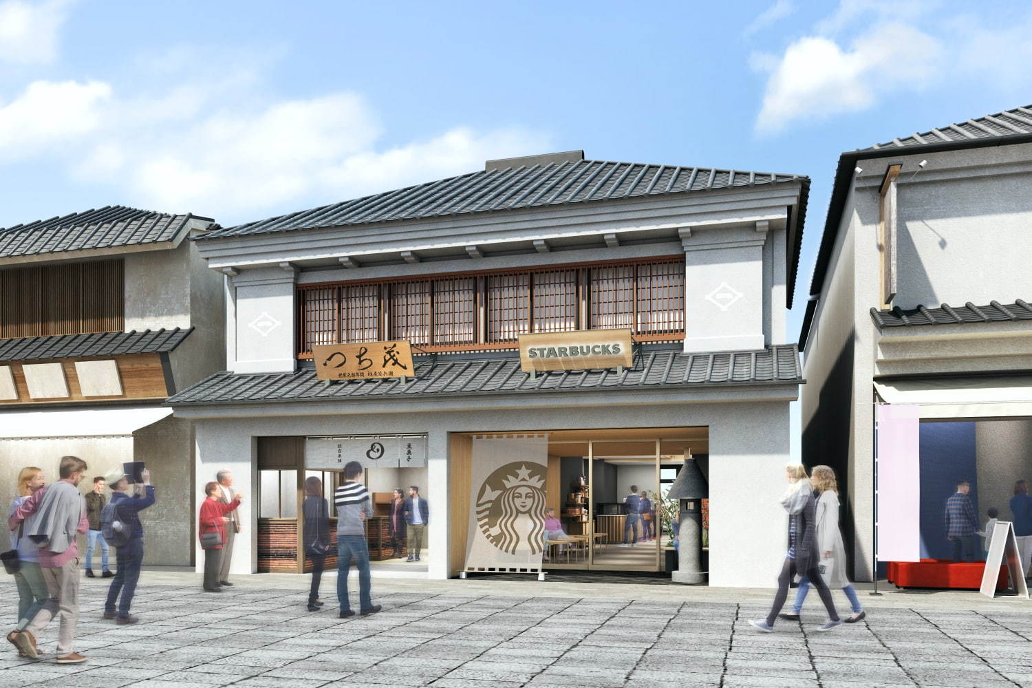 スターバックス"石灯篭"佇む木造建築の新店、長野・信州善光寺仲見世通りに｜写真1