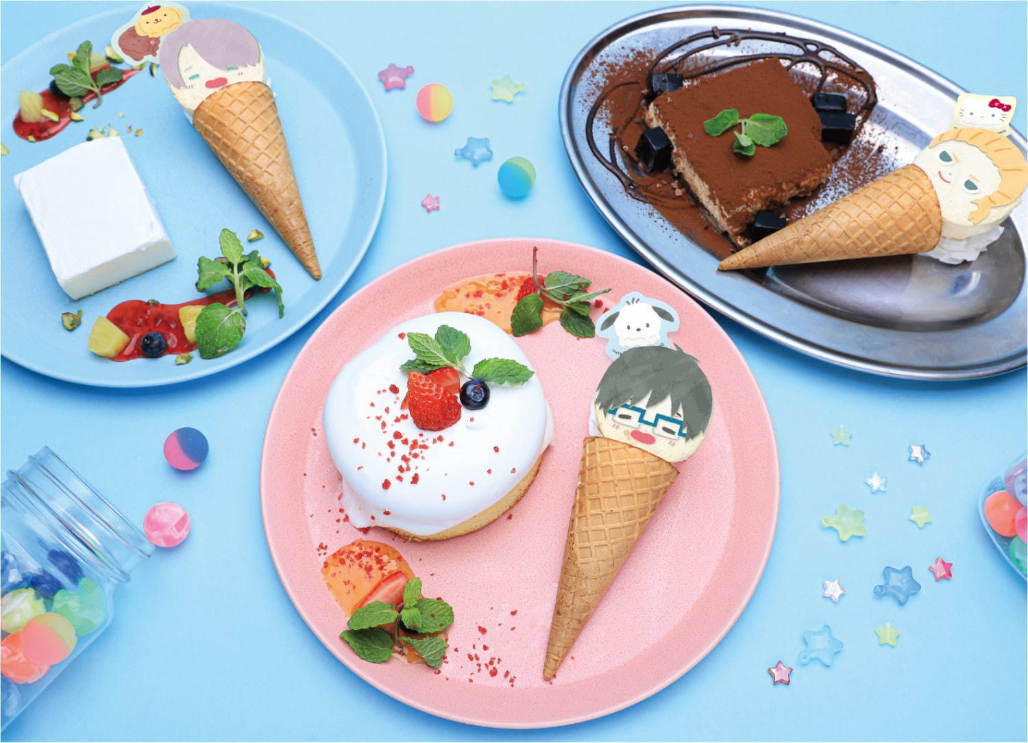 チーズケーキ＆アイスプレート、パンケーキ＆アイスプレート、ティラミス＆アイスプレート 各1,399円＋税