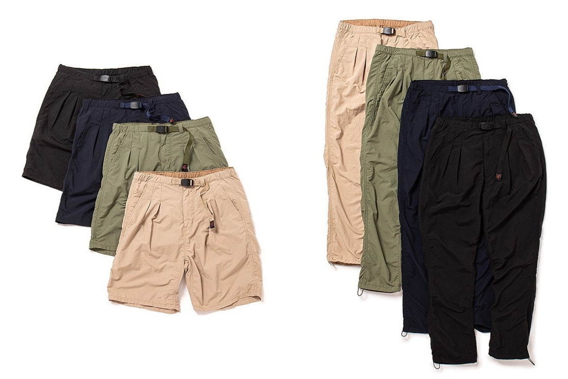 左から)WALKER EASY SHORTS NYLON RIPSTOP by GRAMICCI 各22,000円＋税
WALKER EASY PANTS NYLON RIPSTOP by GRAMICCI 各24,000円＋税