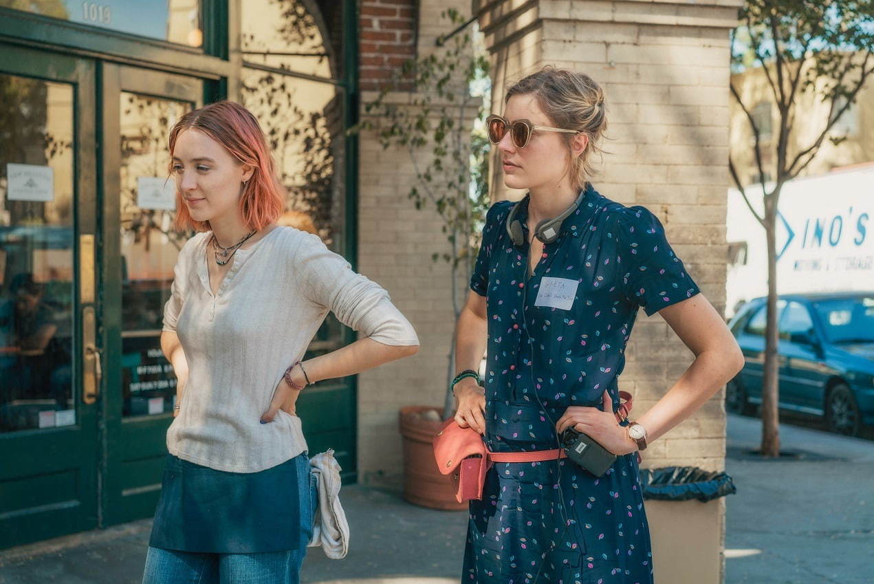 Saoirse Ronan and Greta Gerwig on the set of LADY BIRD
Photo by Merie Wallace, courtesy of A24)