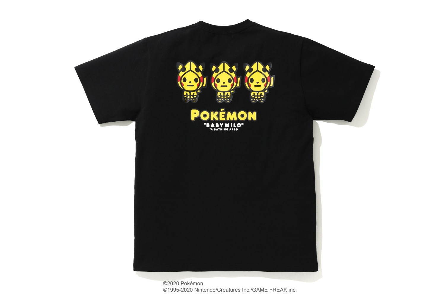 ポケモン×ア ベイシング エイプ、ベイビーマイロ風ポケモンTシャツやピカチュウの耳付きフーディー｜写真1