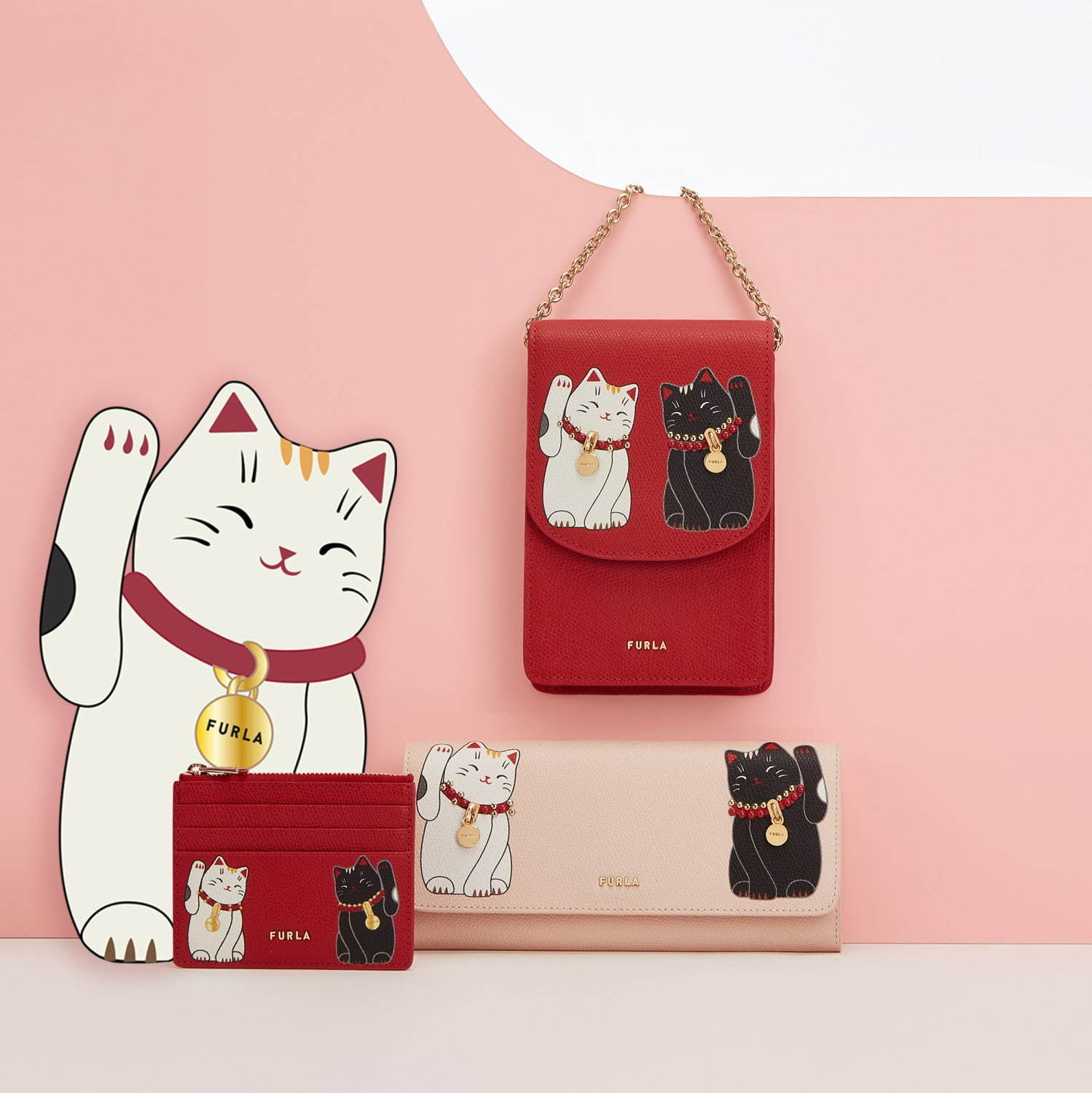 FURLA LITTLE CATS PHONE HOLDER 35,000円＋税
FURLA LITTLE CATS CARD CASE 16,000円＋税
FURLA LITTLE CATS CONTINENTAL WALLET 35,000円＋税