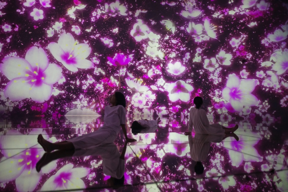 Floating in the Falling Universe of Flowers
teamLab, 2016-2018, Interactive Digital Installation, Endless, Sound: Hideaki Takahashi