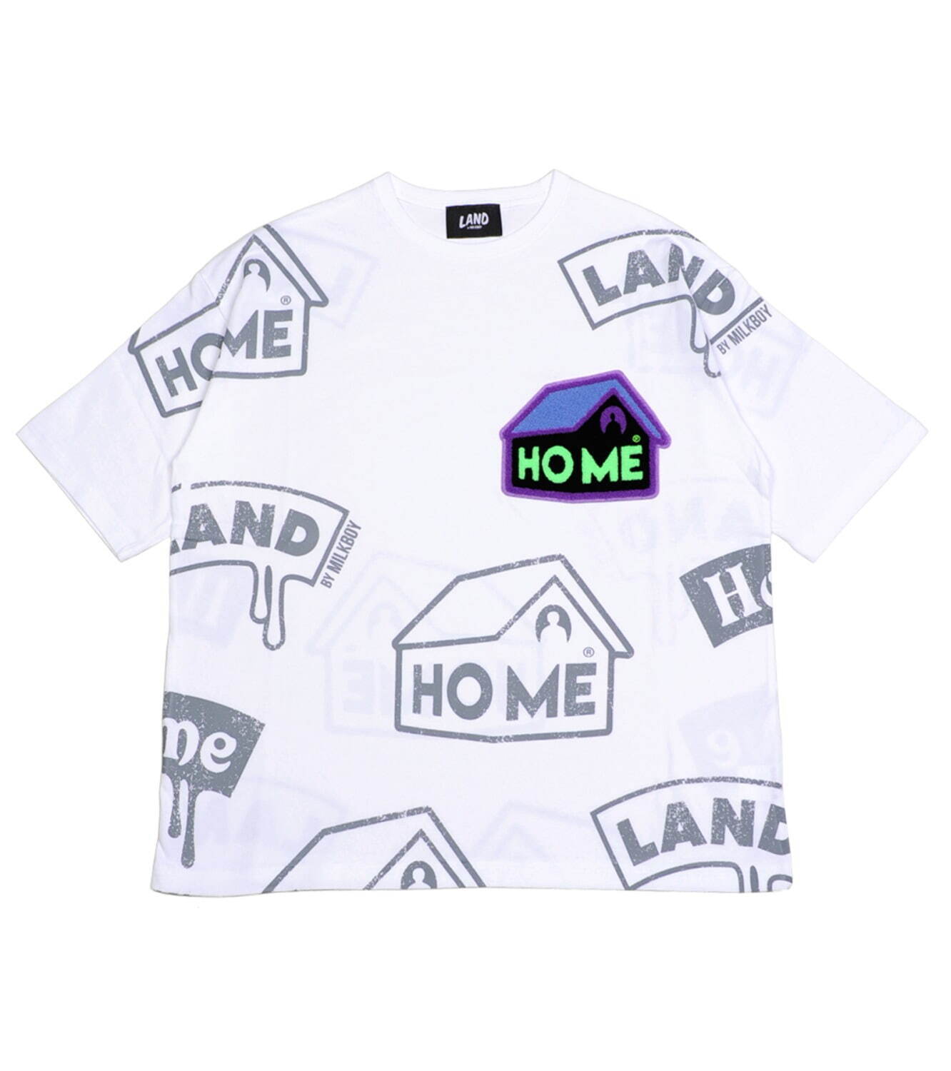 ランド バイ ミルクボーイ初のルームウェア“HOMEワッペン”付きTシャツ、ユニセックスで｜写真1