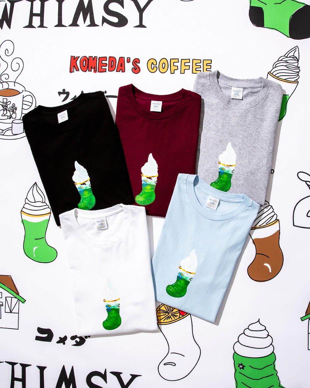 ビームス T×コメダ珈琲店×ウィムジー ソックス、シロノワール＆クリームソーダグラス柄Tシャツなど｜写真2