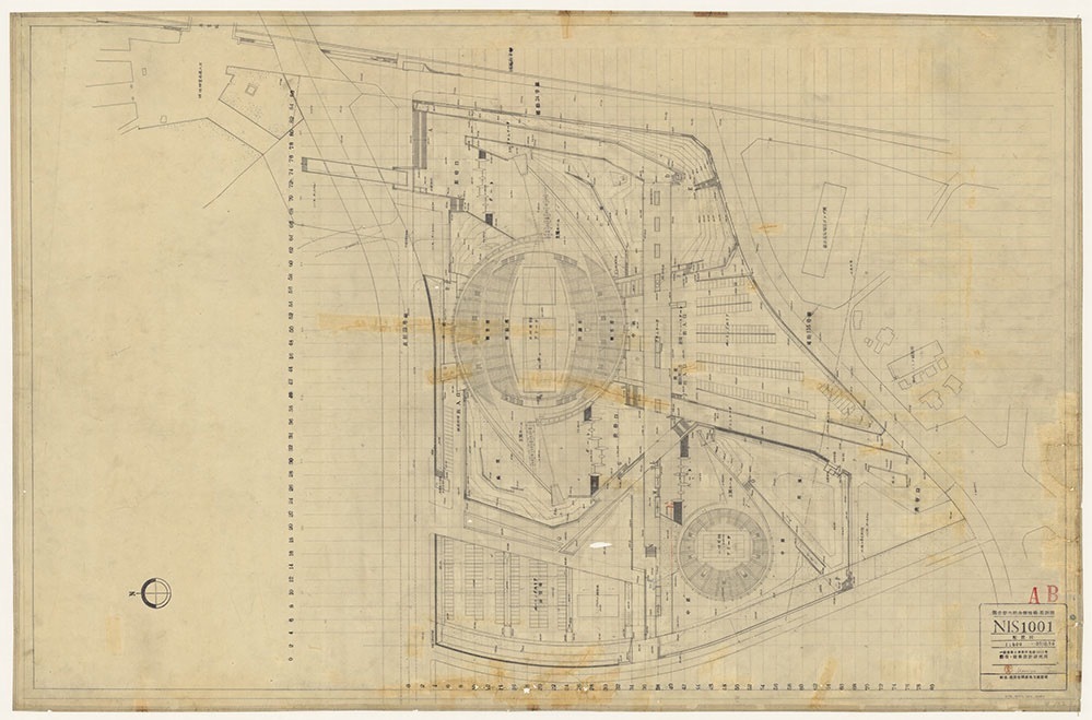 国立代々木競技場(配置図) 1962年 <i width="999" height="659">The Kenzō Tange Archive [Yoyogi Gymnasium]</i> Gift of Mrs. Takako Tange, 2011. Courtesy of the Frances Loeb Library, Harvard University Graduate School of Design.