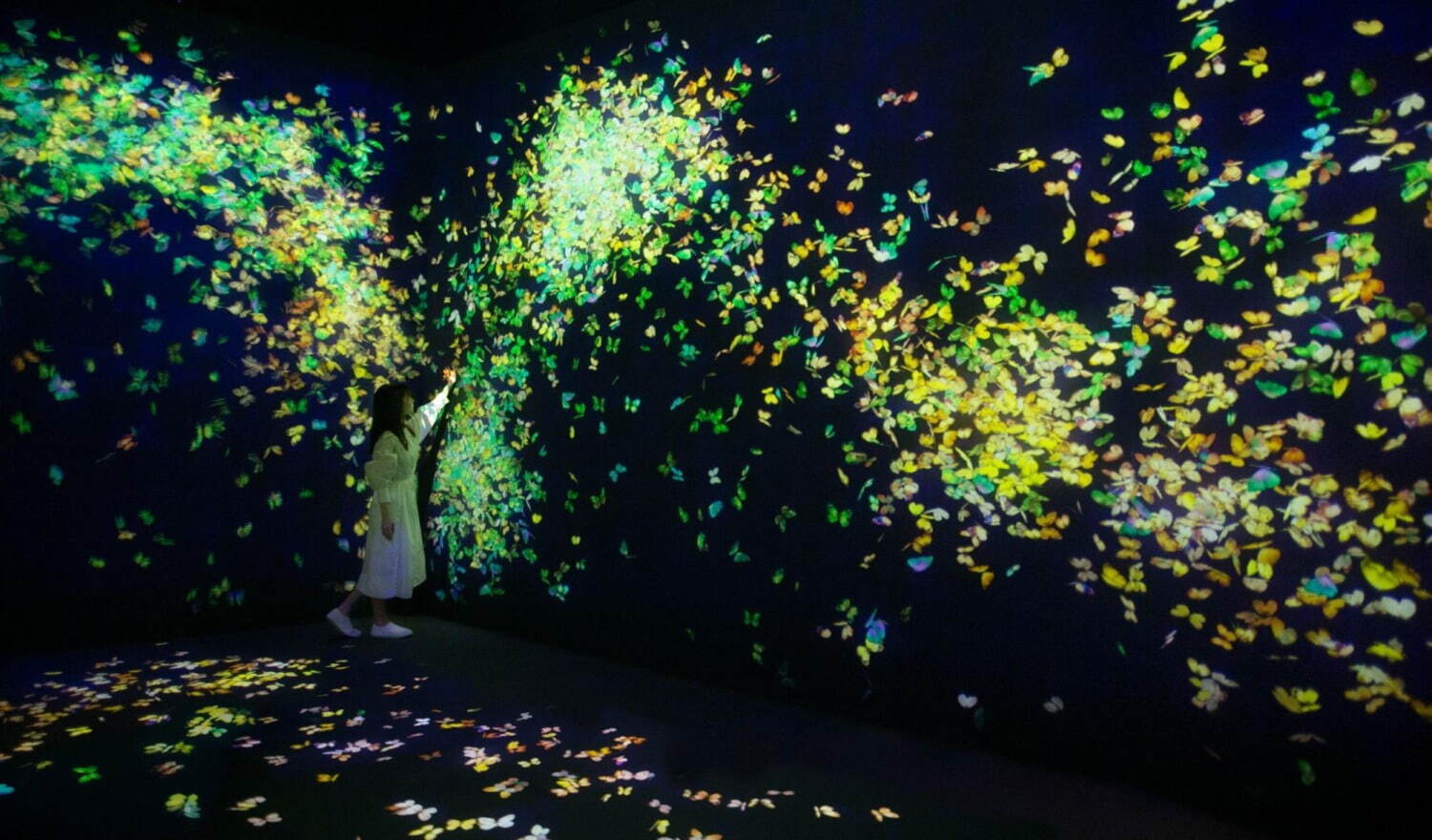 《群蝶、儚い命 - A Whole Year per Year / Flutter of Butterflies, Ephemeral Life - A Whole Year per Year》
teamLab, 2020, Interactive Digital Installation, Endless, Sound: Hideaki Takahashi