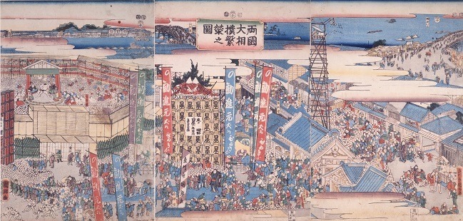 両国大相撲繁栄図 歌川国郷 画 1847-1852年(弘化4-嘉永5年) 東京都江戸東京博物館所蔵