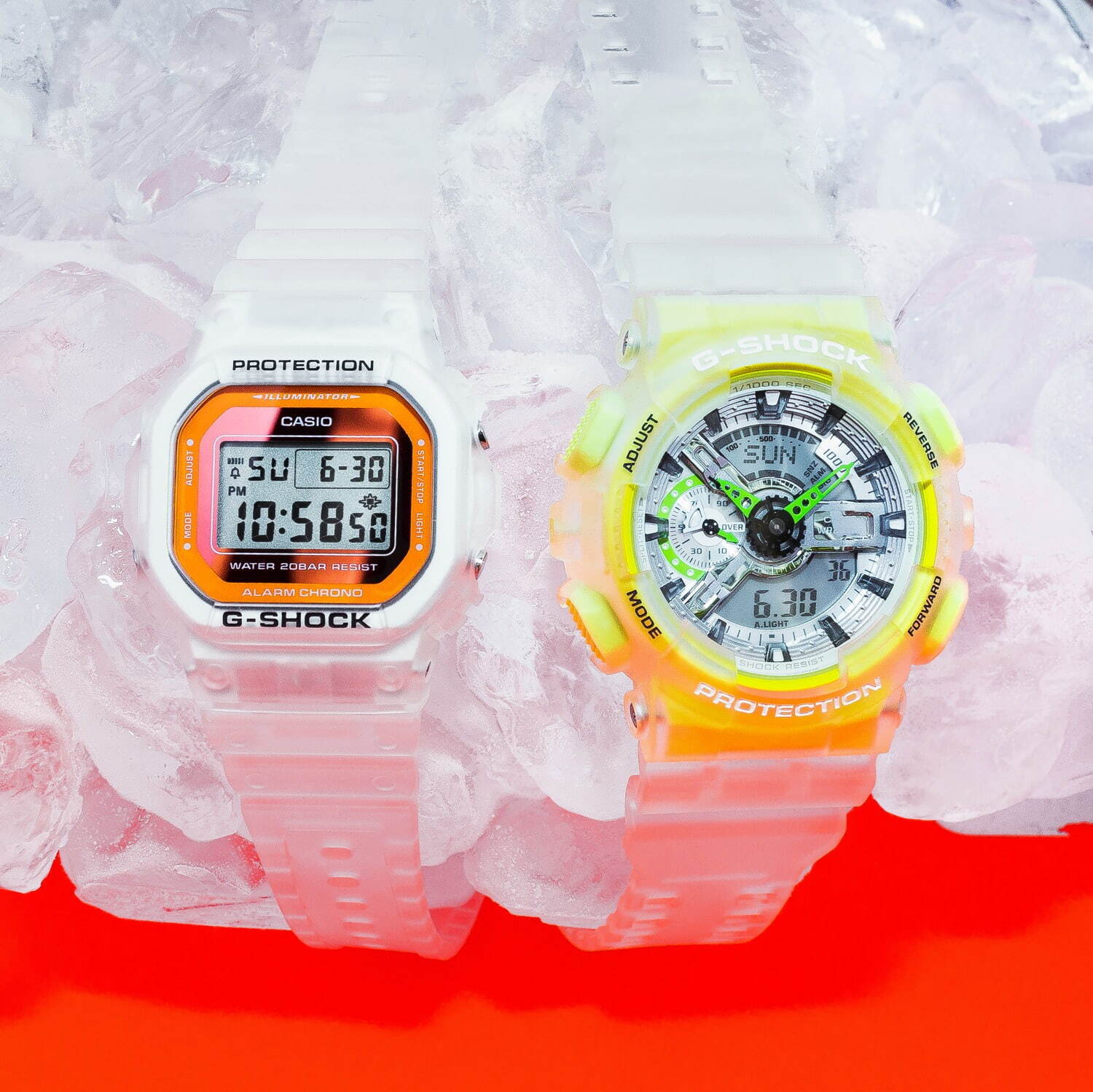 G-SHOCKスケルトン腕時計、ネオンカラーを効かせたスクエア型＆三つ目モデル｜写真9