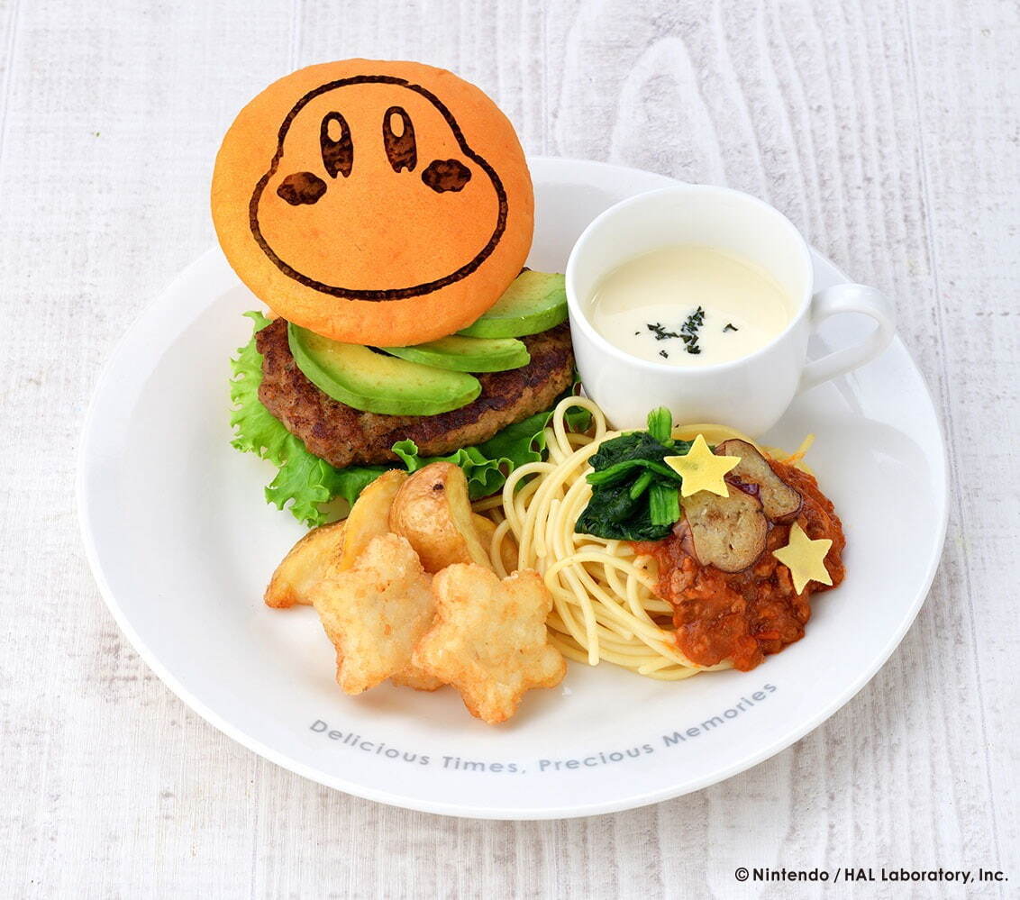 「ワドルディバーガー＆ミートパスタ 温野菜のせ」2,838円
※スーベニアプレート(大)付き。
※TOKYOとHAKATAではプレートのデザインが異なる。