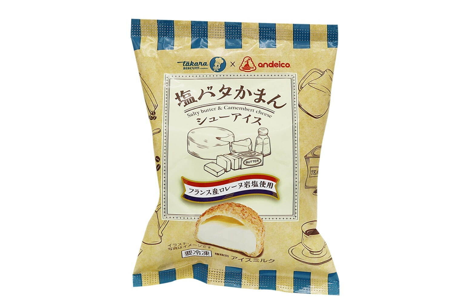 「塩バタかまんシューアイス」人気菓子・塩バタかまんがアイスに！こんがりクッキーシュー＆チーズアイス｜写真1