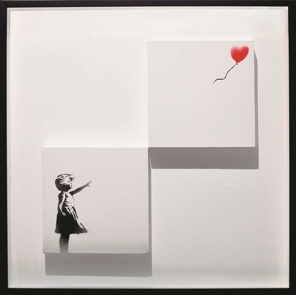 バンクシー《風船と少女》 <font style="font-style:italic;" width="999" height="996">Girl with Balloon (diptych)</font> 2006年 個人蔵