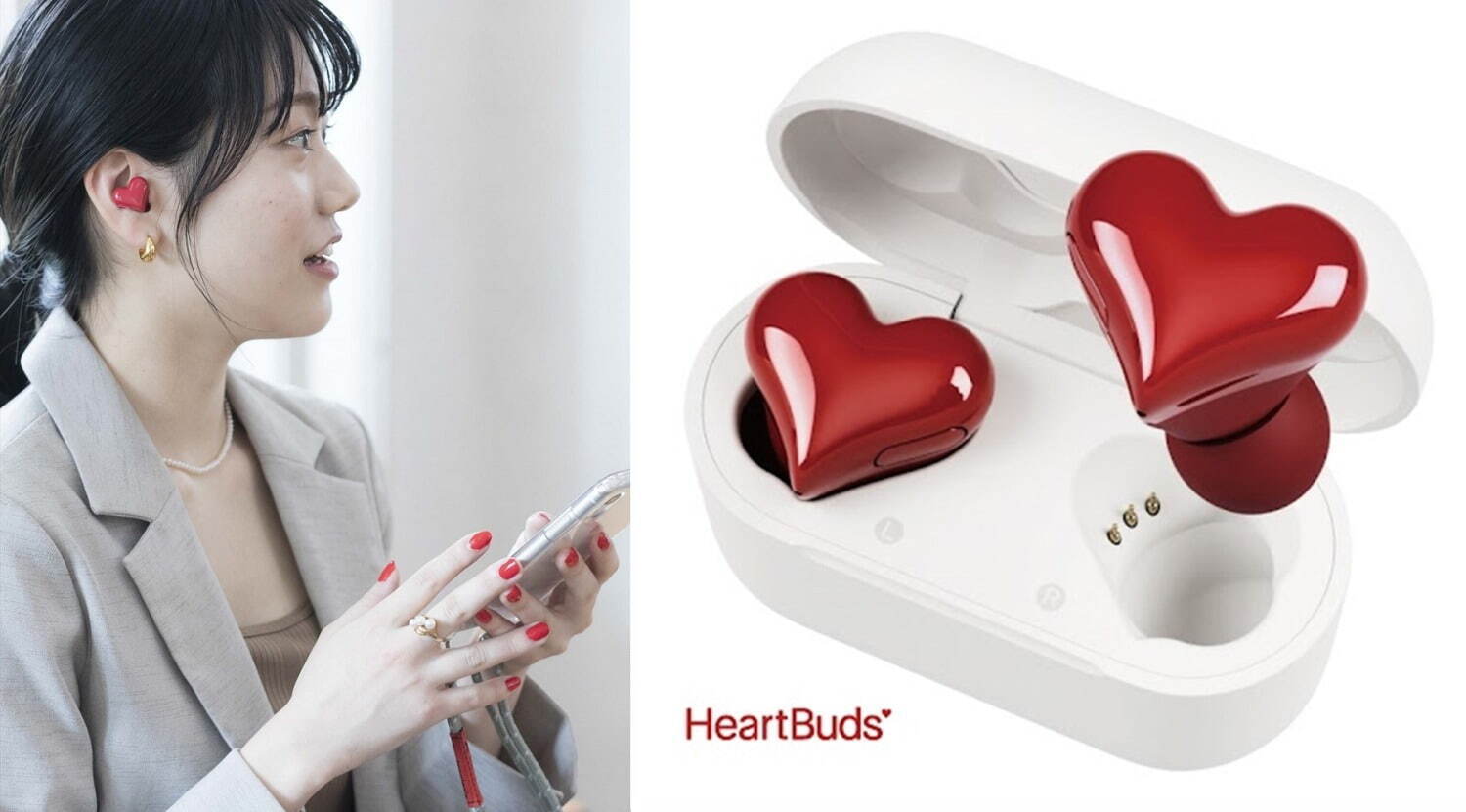 "ぷっくりハート型”の完全ワイヤレスイヤホン「HeartBuds」ソフトバンクショップなどで発売｜写真2