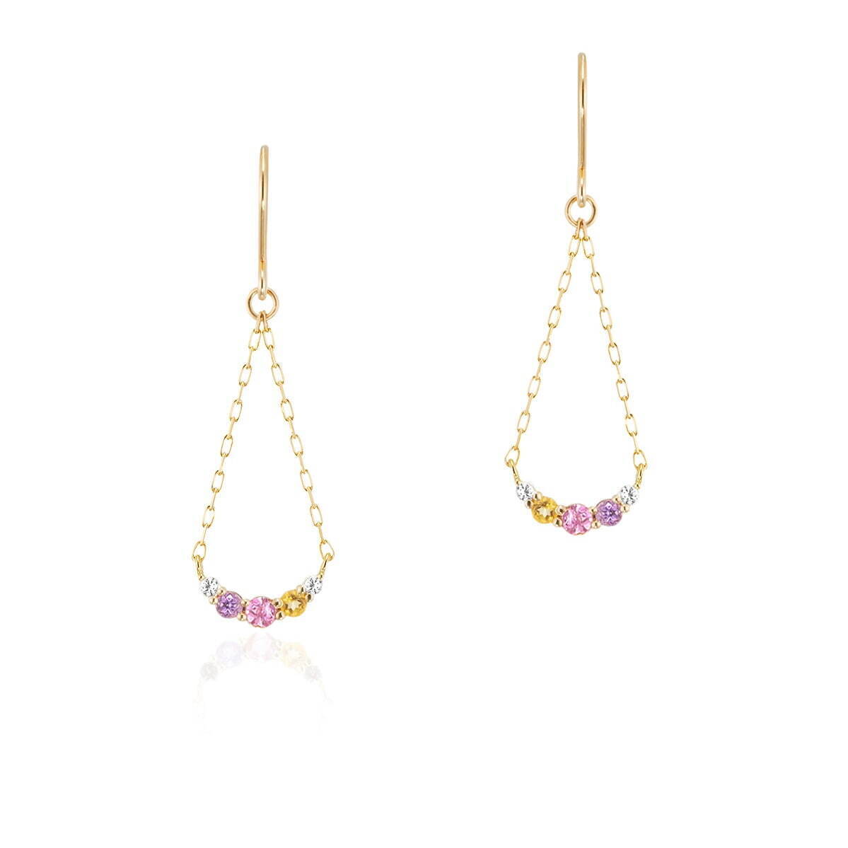 K10YG Pierced Earrings/Tourmaline/Citrine/Amethyst/Topaz 26,400円