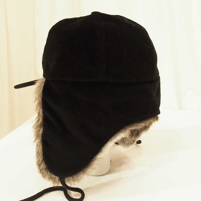 COMESANDGOES / VELVET CORDUROY EARFUR CAP BLACK - 画像4枚目