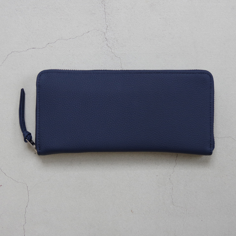 ERA. / BUBBLE CALF ROUND SLIM WALLET / col.ネイビー - 画像1枚目