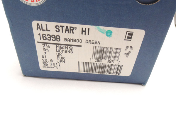 CONVERSE（コンバース）ALL STAR（オールスター）　USA 　キャンバス　バンブーグリーン 　　デッドストッ - 画像5枚目