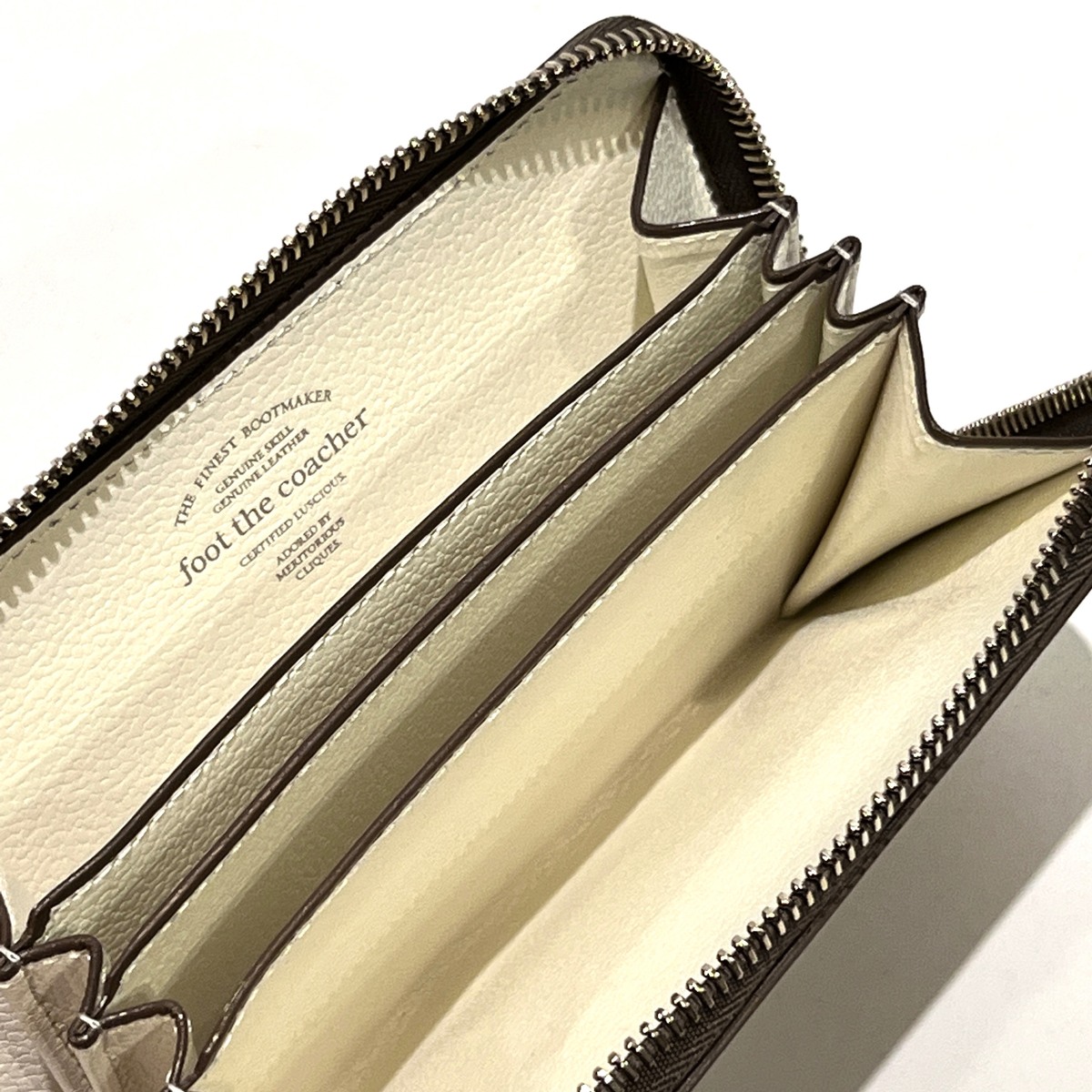 foot the coacher middle zip wallet -beige - 画像2枚目