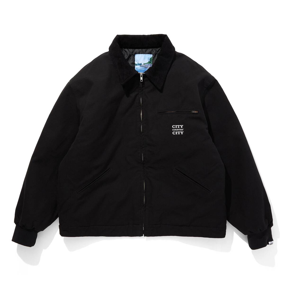 CITY COUNTRY CITY canvas zip up jacket -black 1