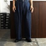 STUDIO NICHOLSON スタジオニコルソン デニムプリーツパンツ PUCH ENZYME WASHED DENIM PANTS インディゴ 2