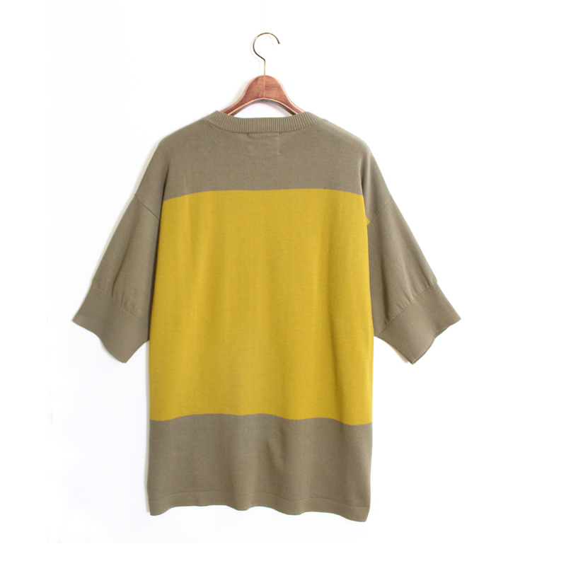 Enharmonic TAVERN  Pullover Border Knit -Olive - 画像2枚目