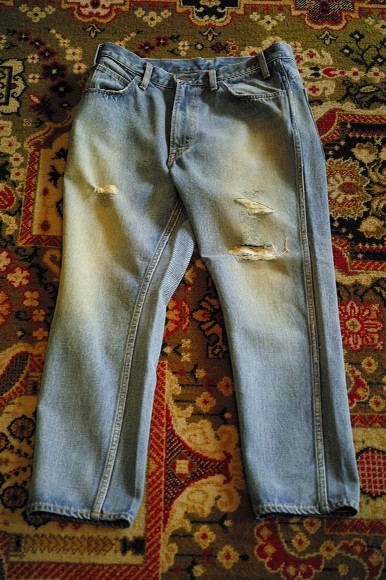 UNUSED UW0443 12oz denim five pockets damage pants 1