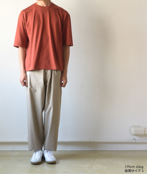 SEAMLESS CREW NECK HALF SLEEVE TEE - Brick【AURALEE】 - 画像5枚目