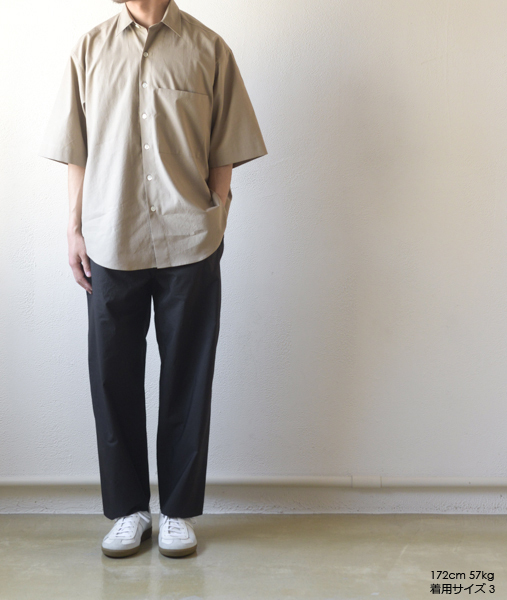 WASHED FINX TWILL HALF SLEEVED BIG SHIRTS - Gray Beige - 画像5枚目