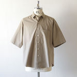 WASHED FINX TWILL HALF SLEEVED BIG SHIRTS - Gray Beige 1