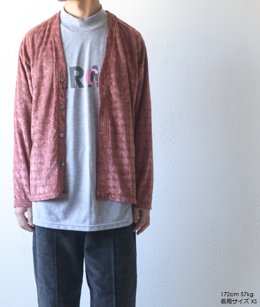 V Neck Cardigan - Velour Lace - Salmon【Needles】 - 画像4枚目